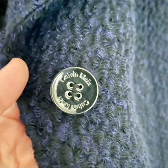 Calvin Klein Premium Wool Blend Bouclé Boyfriend Coat in Midnight Blue Size 6 - Picture 13 of 16